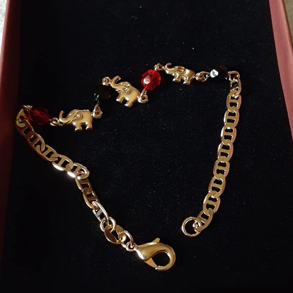 Neiman Marcus 18K Gold Plated Beaded Elephant Bracelet - Picture 2 of 5